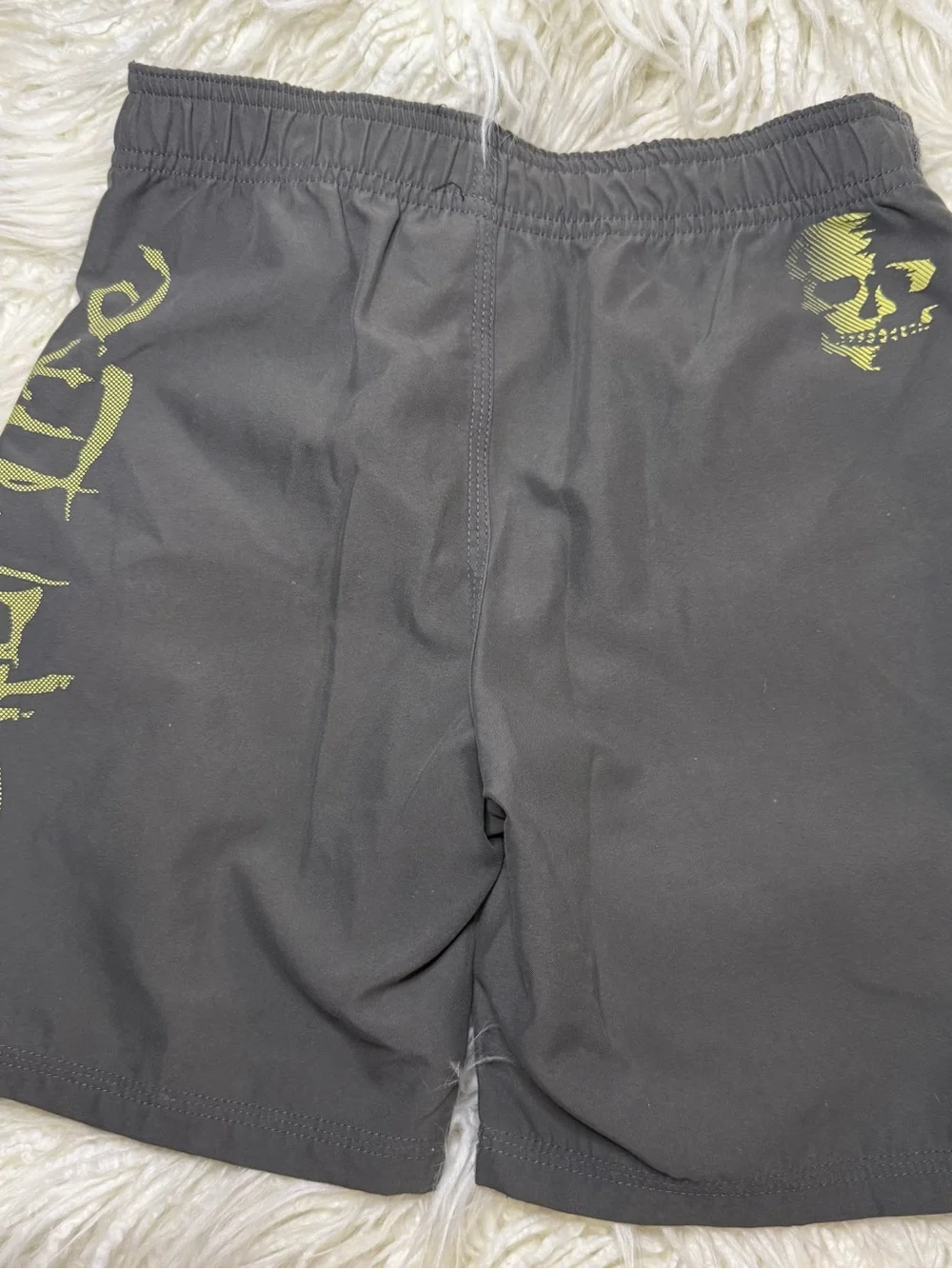Salt Life Youth S Gray Board Shorts with Lime Drawstring